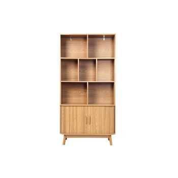Biblioteca con 2 puertas correderas a157,5 cm - efecto madera clara