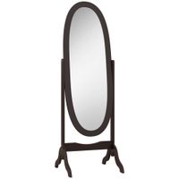 homcom espejo de pie ovalado estilo shabby chic inclinacion ajustable 48 x 46 x 147 cm mdf cafe   aosom espana