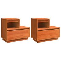 juego de mesitas de noche - armarios de noche con cajon marron cera 60 x 34 x 51 cm mc6883