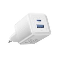 vention gan charger fepl0-eu cargador de 2 puertos usb-c y usb 30w blanco