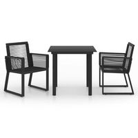 juego de comedor de jardin 3 piezas ratan pvc negro