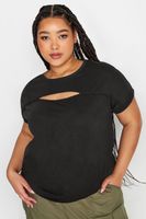 yours camiseta negra de algodon cut out mujer curvy y tallas grandes yours