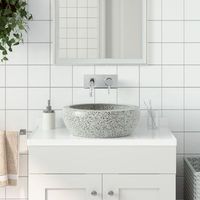 lavabo sobre encimera  lavabo de bano moderno redondo ceramica gris 41x14 cm cfw24879