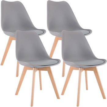 Juego De 4 Sillas De Comedor Linares Plástico Gris 50x49x83 Cm Clp