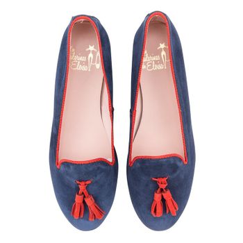 Slipper ante marino borlas y vivo color rojo.