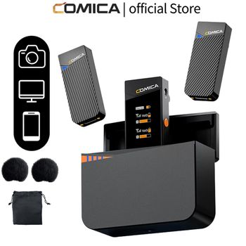 Micrófono de Solapa Inalámbrico Mini 2.4G con Estuche de Carga, COMICA Vimo C para Cámara, Teléfono Inteligente, YouTube, Podcast, Entrevistas