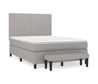 cama box spring con colchon tela gris claro 140x190 cm diseno plano