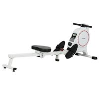 sportnow maquina de remo magnetico plegable para casa con 8 niveles de resistencia pantalla lcd ideal para fitness blanco   aosom espana