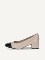 caprice pumps beige made of leather and textile with trapeze heel size 36