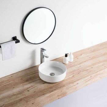 Lavabo Blanco Brillante Sobre Encimera Cerámico Mendoza Ø 36 Cm Ø36 Cm