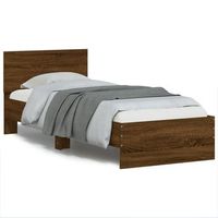 cama individual  cama para adultos  cama con cabecero madera de ingenieria marron roble 90x200 cm