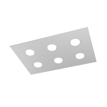 Lámpara De Techo Rectangular Toplight Area De 6 Luces Con Casquillo Gx53, Estructura Gris, Diseño Moderno 60x40x3cm