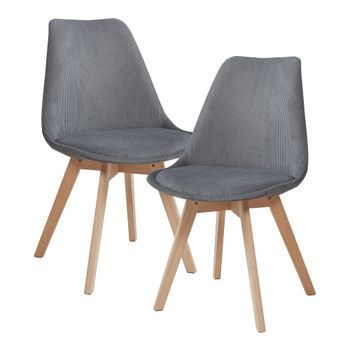 Juego De 2 Sillas De Comedor Fläten Estilo Escandinavo 82x49x54cm Pana - Gris [en.casa]