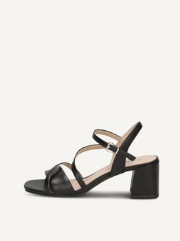 CAPRICE Heeled sandal, black, made of Leather with Trapeze heel, Size 36