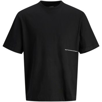 Jack & Jones Camiseta 12273694 JORPORTO PATTERN TEE SS CREW NECK BLACK para hombre