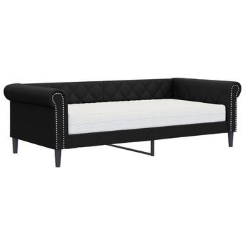 Sofá Cama Con Colchón Cuero Sintético Negro 90x200 Cm Vidaxl