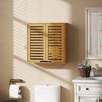 armario de bano de pared de bambu homcom 60x20x60 cm natural
