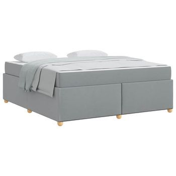 Estructura De Cama Con Colchón Gris Claro 180 X 200 Cm Tela