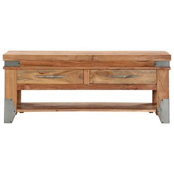 Mesa De Centro 110x52x45 Cm Madera Maciza De Acacia Con Acabado Natural - Marrón
