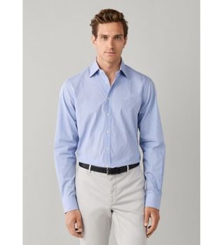 Hackett London para hombre. HM3010850 Camisa City Shadow Stripe azul (XL), Algodón, Clásico, Manga larga, Burdeos