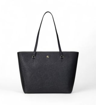 Lauren Ralph Lauren para mujer. 431924351001 Bolso Tote de piel Medium Karly negro (OSFA), Casual