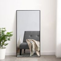 espejo de pared novoli rectangular con ganchos plastico 102 x 52 cm - negro encasa