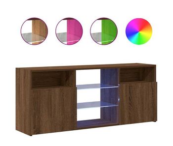 Mueble tv - mesa de tv con luces led marrón roble 120x30x50 cm