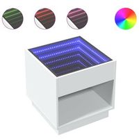 mesita de noche  mesilla de noche con infinity led blanca 50x50x50 cm