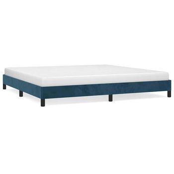 Cama Matrimonial | Cama Para Adultos | Estructura De Cama De Terciopelo Azul 200x200 Cm