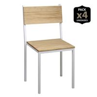 sillas icub encajable pack 4ud 40x40x85cm blancas en madera maciza de pino acabado vintage estilo industrial box furniture