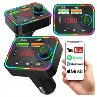 transmisor fm tracer soundcast bluetooth 53 usb-c 25w led rgb manos libres