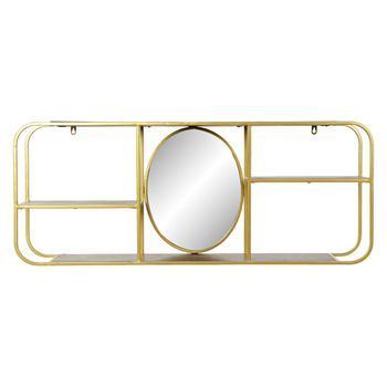 Espejo Metal Espejo 100x18x40 Estanteria Dorado