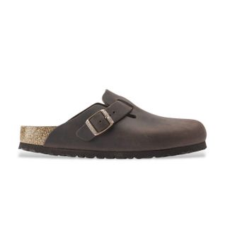 Birkenstock para mujer. 860131 Zuecos de Piel Boston (Ajuste Regular) marrón (41), Plano, Ninguno, Casual