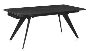 Mesa cerámica extensible negra 180/260x95 con pie metal color negro