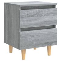 mesita de noche mesilla patas de madera maciza gris sonoma 40x35x50 cm