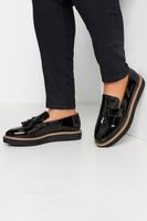 mocasines negros charol en ancho especial
