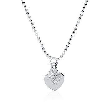 Cadena corazón de plata 925 grabable con circonita cúbica