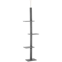 pawhut arbol rascador ajustable de suelo a techo para gatos en gris 43x27x228-260 cm   aosom espana