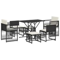 set de comedor de jardin 7 uds  juego de muebles de jardin y cojines ratan sintetico negro