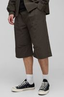 pantalon corto tall holgado plisado con estampado de cuadros gris