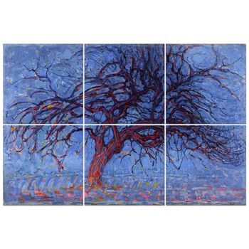 Legendarte - Panel Decorativo Multiple El Árbol Rojo - Piet Mondrian Cm. 100x150 (6 Paneles)