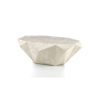 Mesa de centro moderna de piedra fósil beige 120 x 70 x h 40 cm