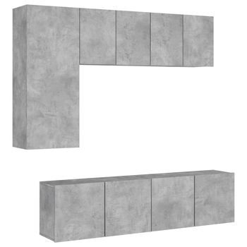 Muebles De Tv | Mueble De Salón | Gabinete De Tv De Pared 5 Pzas Madera Ingeniería Gris Hormigón