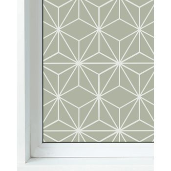 Panorama Vinilo Ventanas Verde 120x200cm Líneas Estrellas