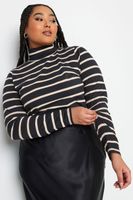 yours top de cuello alto con rayas negras mujer curvy y tallas grandes yours