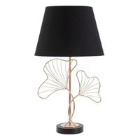 lampara de mesa en metal dorado con hojas o cm 30x60