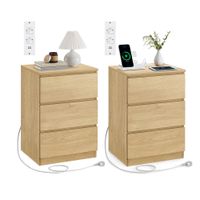 kailyn coleccion - mesita de noche con estacion de carga con cajones puertos usb amarillo paja  2