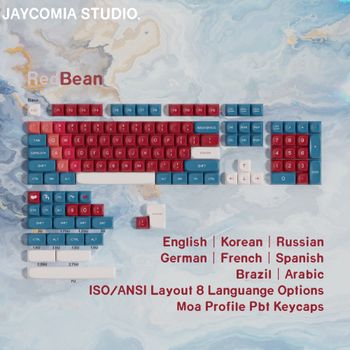 Moa-teclas de Material Pbt de frijol rojo, proceso de teñido Sub, teclas Sapce divididas 7u, ISO ANSI ABNT2, diseño alemán, coreano, árabe, español, francés