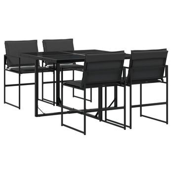 Juego De Comedor De Jardín 5 Piezas Con Cojines Textileno Negro