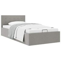 cama individual  cama para adultos  cama canape hidraulica con almacenaje tela gris claro 90x200cm